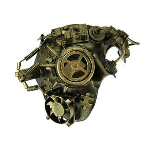 Metallic Gold Spiked Steampunk Phantom Adult Costume Mask